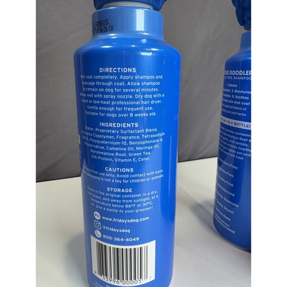 Fridays Dog Oodle Doodler™ 6-in-1 Dog Shampoo 12oz-LOT OF 3 - Picture 4 of 4